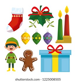 set marry christmas decoration to celebrate holiday