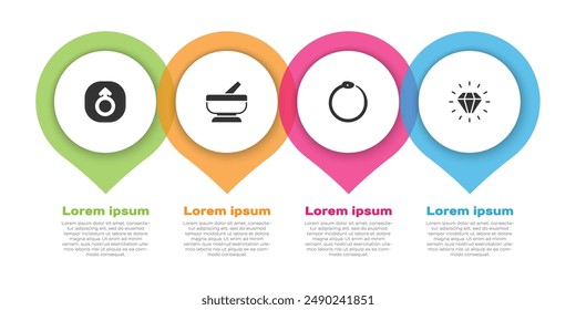 Conjunto Marte, Mortero y almirez, Ouroboros y Diamante. Plantilla de infografía de negocios. Vector