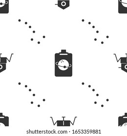Set Mars rover, Planet and Great Bear constellation on seamless pattern. Vector