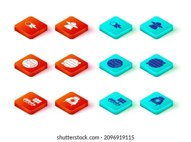 Set Mars rover, Planet, UFO flying spaceship and Comet falling down fast icon. Vector