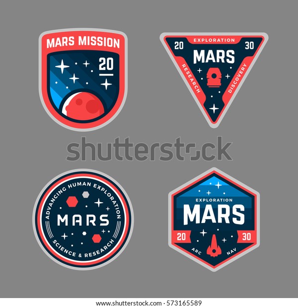 Set of Mars\
space mission badges and logo\
emblems