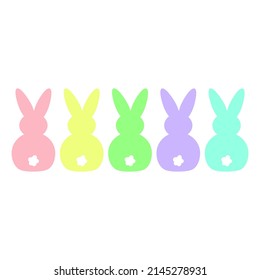 Un conjunto de conejitos de Pascua malvados. Cuidados y coloridos campanarios de Pascua