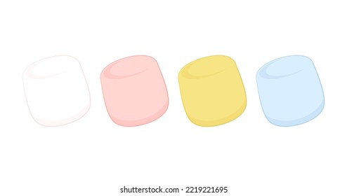 Set von Marshmallows - pastellfarben. Marshmallow Cartoon-Vektorgrafik. Marshmallow Logo-Design.