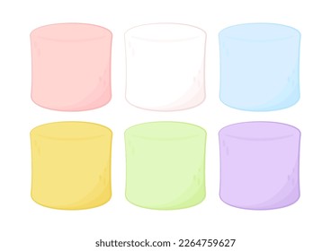 Set von Marshmallows - pastellfarben. Marshmallow Cartoon-Vektorgrafik. Marshmallow Logo-Design.