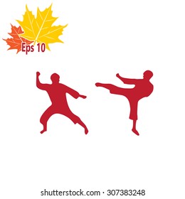 The set of martial art silhouette