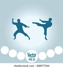 The set of martial art silhouette