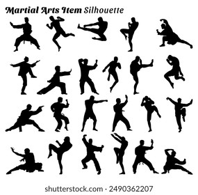 	
Conjunto de Ilustraciones vectoriales de silueta de artes marciales