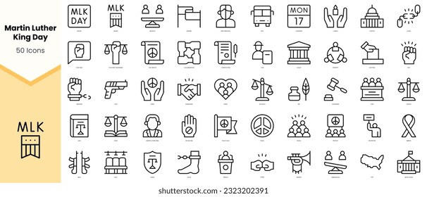 Set of martin luther king day Icons. Simple line art style icons pack. Vector illustration
