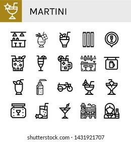 Set of martini icons such as Cocktail, Bar, Toothpick, Alcohol, Sidecar, Mimosa, Bartender , martini