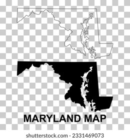 Set of Maryland map, united states of america. Flat concept icon vector illustration .