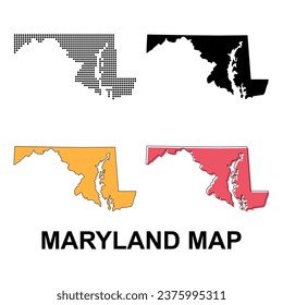 Set of Maryland map, united states of america. Flat concept icon vector illustration .