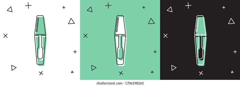 Set Mascara brush icon isolated on white and green, black background.  Vector Illustration