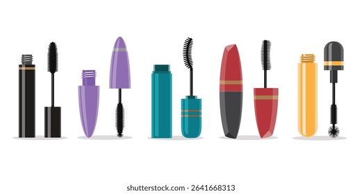 Set of Mascara Tubes and Brushes Packaging