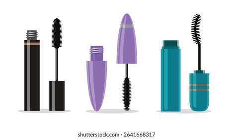 Set of Mascara Tubes and Brushes Packaging
