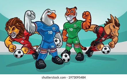 set of mascot animals for soccer