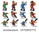 set of mascot animals for sports