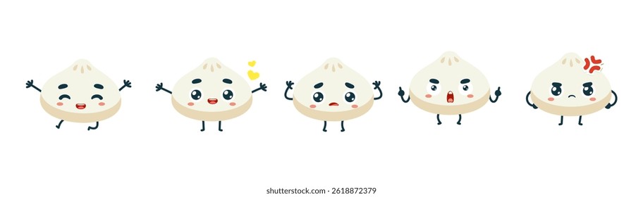 Set Mascot images of the Cute Dumpling	
