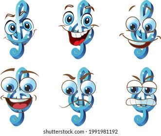 Set of Mascot Music Key. Vector illustration sketch comic collection ideal for printing on any materials, ready to use as a poster, t-shirt, banner and other. Vector eps illustration.