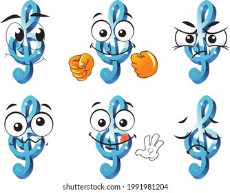 Set of Mascot Music Key. Vector illustration sketch comic collection ideal for printing on any materials, ready to use as a poster, t-shirt, banner and other. Vector eps illustration.