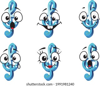 Set of Mascot Music Key. Vector illustration sketch comic collection ideal for printing on any materials, ready to use as a poster, t-shirt, banner and other. Vector eps illustration.