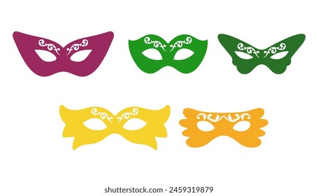 set of mask background banner Happy Carnival, Brazil, South America Carnival. Festival and Circus event design music festival, masquerade flyer template	