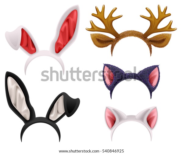 Set Mask Cat Rabbit Deer Antler Stock Vector (Royalty Free) 540846925 ...