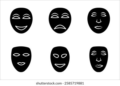 set of mask icons, on a white background.