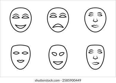 set of mask icons, on a white background.