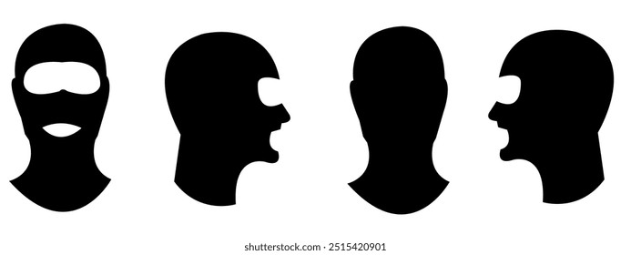 Set of mask silhouettes. vector illustration.