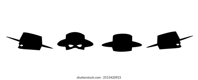 Conjunto de silhuetas de máscara. ilustração vetorial.
