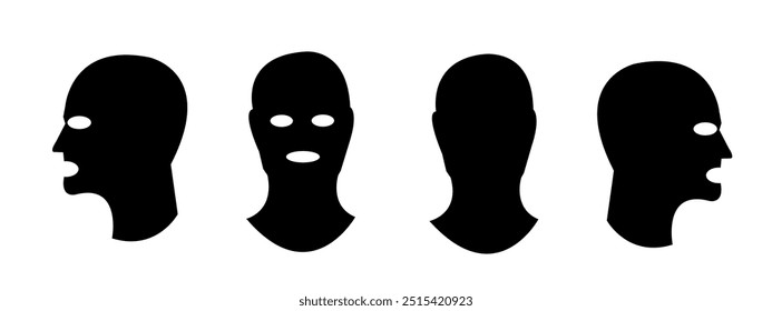 Conjunto de siluetas de máscara. Ilustración vectorial.