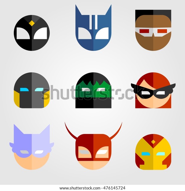 Set Mask Super Hero Face Character Stock Vector (Royalty Free ...