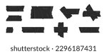Set masking tape. Torn tape. Vector realistic black adhesive and grey masking tape pieces. Isolated vector illustration 10 eps.