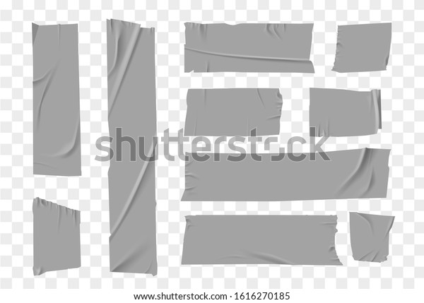 Set\
masking tape. Torn tape. Vector realistic black adhesive and grey\
masking tape pieces. Isolated vector\
illustration