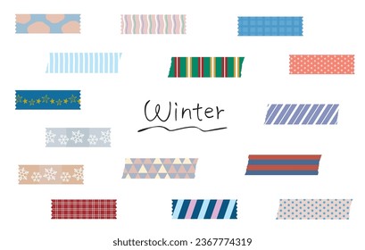 A set of masking tapes with various winter patterns