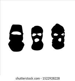 A set of masks concealing faces. Textile protective mask vector. Law enforcement or masked protesters