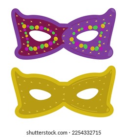 Set of masks for the design of the Mardi Gras party in vector