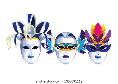 set of masks with feathers
