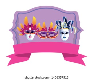set of masks with feathers