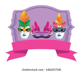 set of masks with feathers
