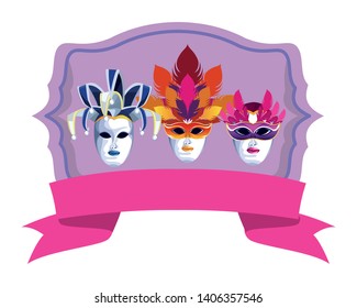 set of masks with feathers