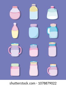Set of mason jar drawings