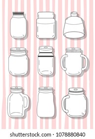 Set of mason jar drawings