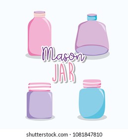 Set of mason jar drawings