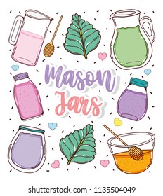 Set of mason jars cartoons