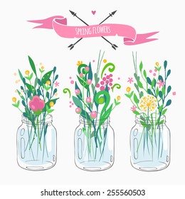 Mason Jar Flowers Stock Images, Royalty-Free Images & Vectors