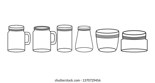 set of mason jars monochrome