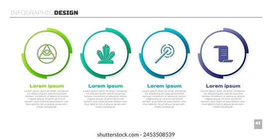 Set Masons, Magic stone, wand and Ancient magic book. Business infographic template. Vector