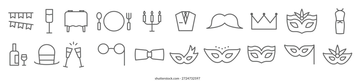 set of masquerade ball vector illustration