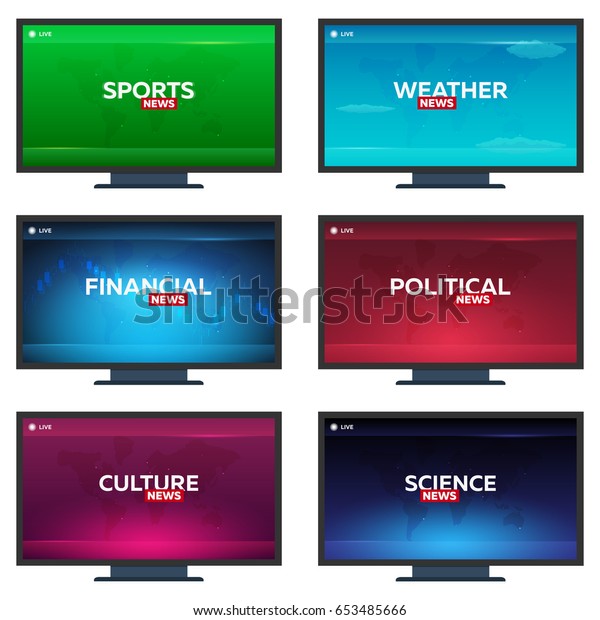 Set Mass Media Sports Weather Financial Stock Vector (Royalty Free
